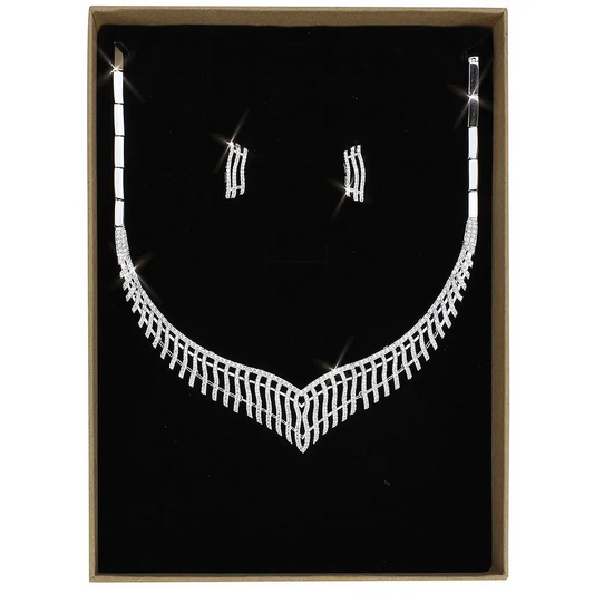 Refined V-Shaped Necklace and Earrings Set