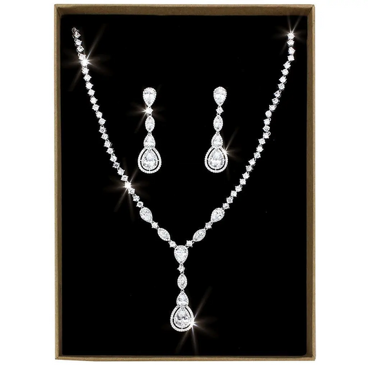 Dazzling Teardrop Necklace and Earrings Set