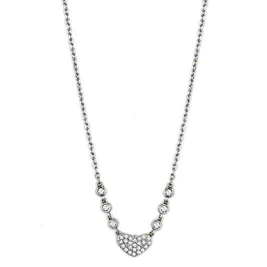 Elegant Rhodium-Finished Necklace with AAA Grade Clear CZ Stones